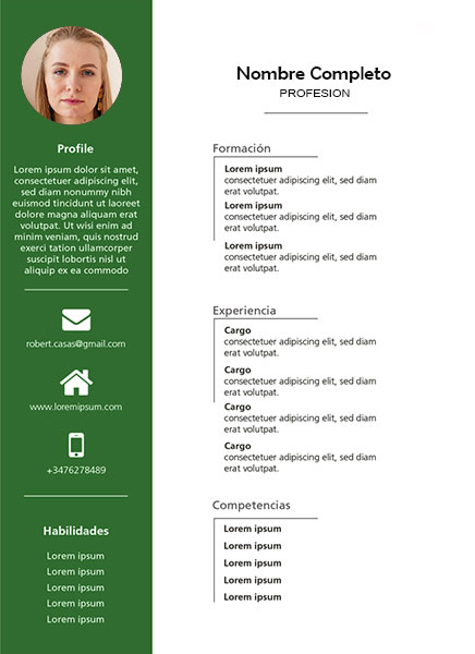 plantilla currículum auxiliar de recursos humanos